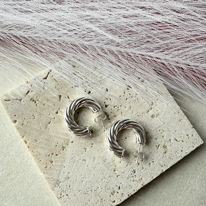 Auskarai ,,Silver Hoops"